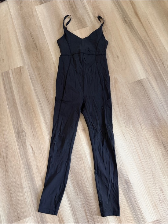 Outdoor Voices Pants - Black Women's Slim Jumpsuit with Spaghetti Straps